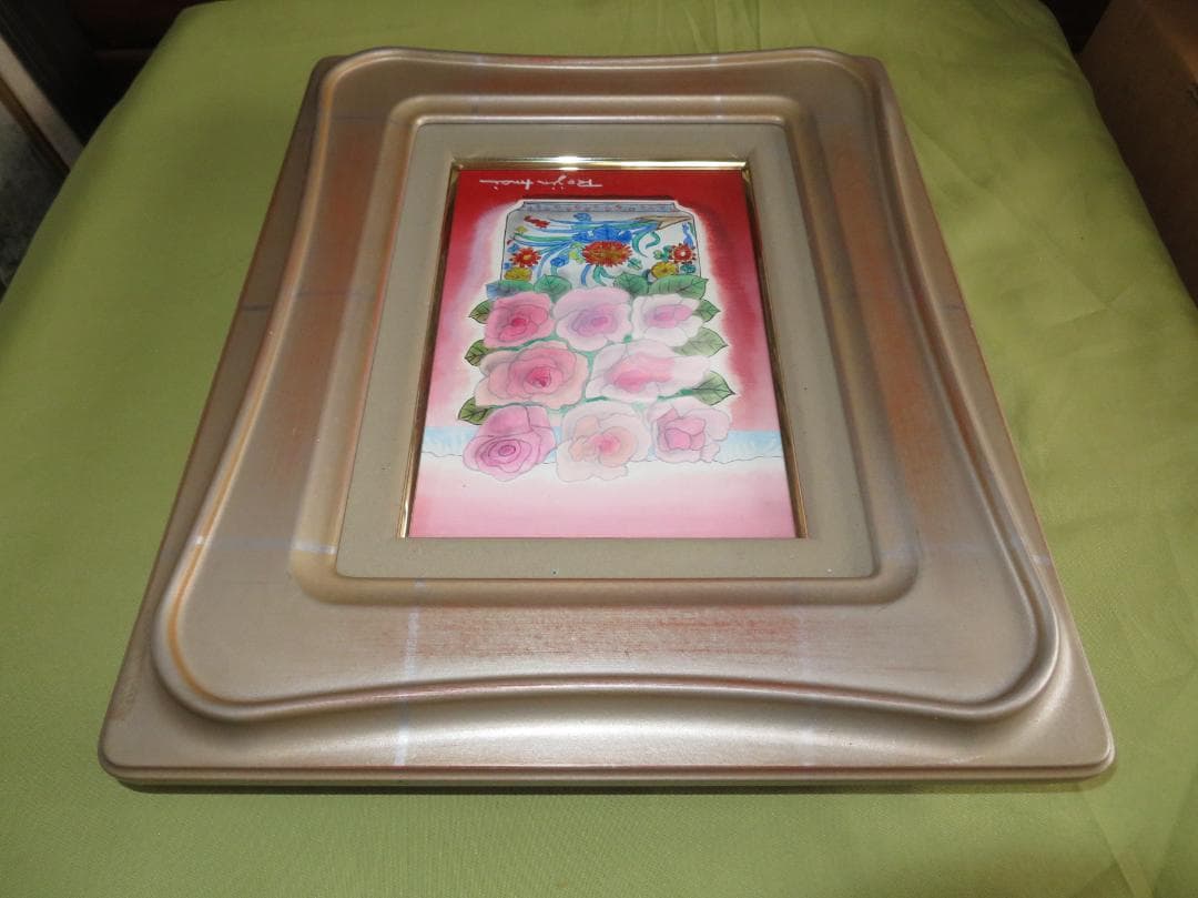 ◆今井ロヂン　「薔薇」　油彩　SM号　二科会審査員　古径額　師：レオナール藤田◆