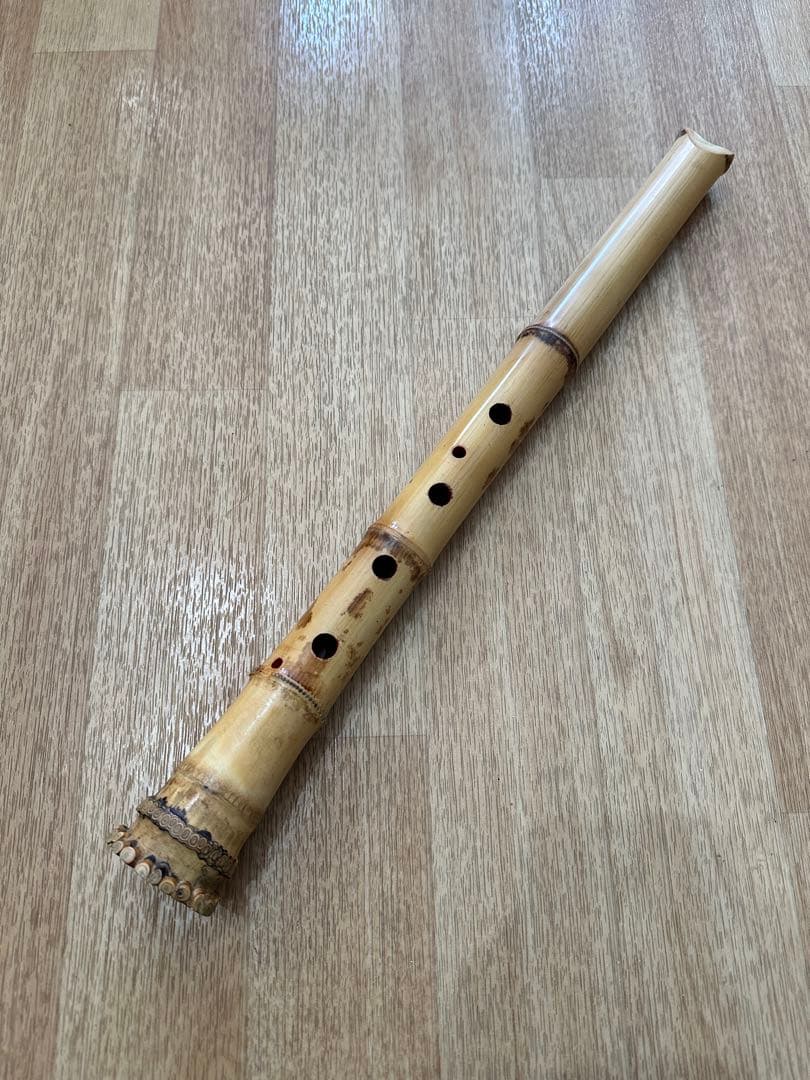 尺八 薰風銘 1尺5寸 延べ管地あり 正律管 金巻き歌口高級管