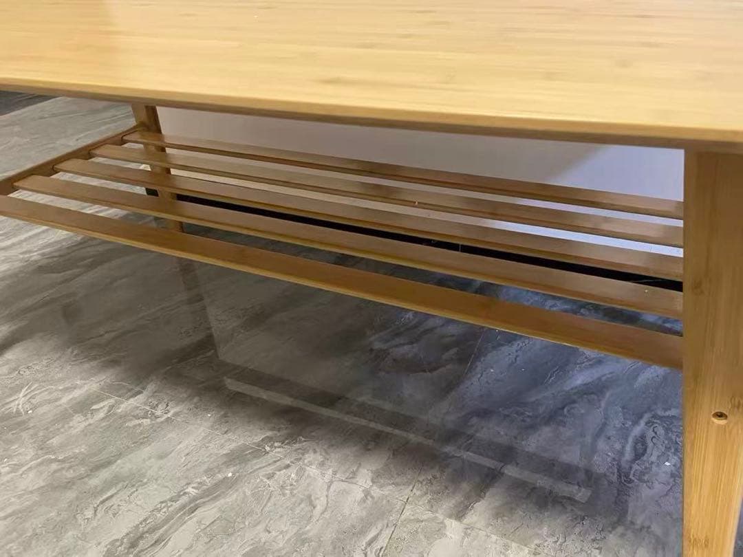 テーブル　リビングルーム用　木製　物置き付き