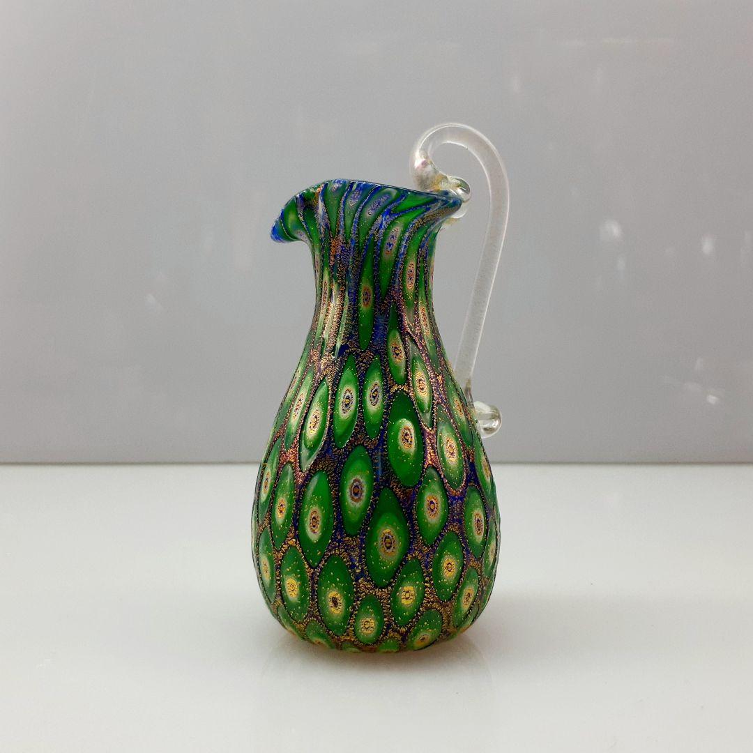MURANO ムラノ 金彩 グリーン ミルフィオリ ミルクピッチャー