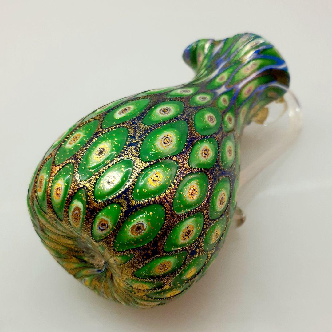 MURANO ムラノ 金彩 グリーン ミルフィオリ ミルクピッチャー
