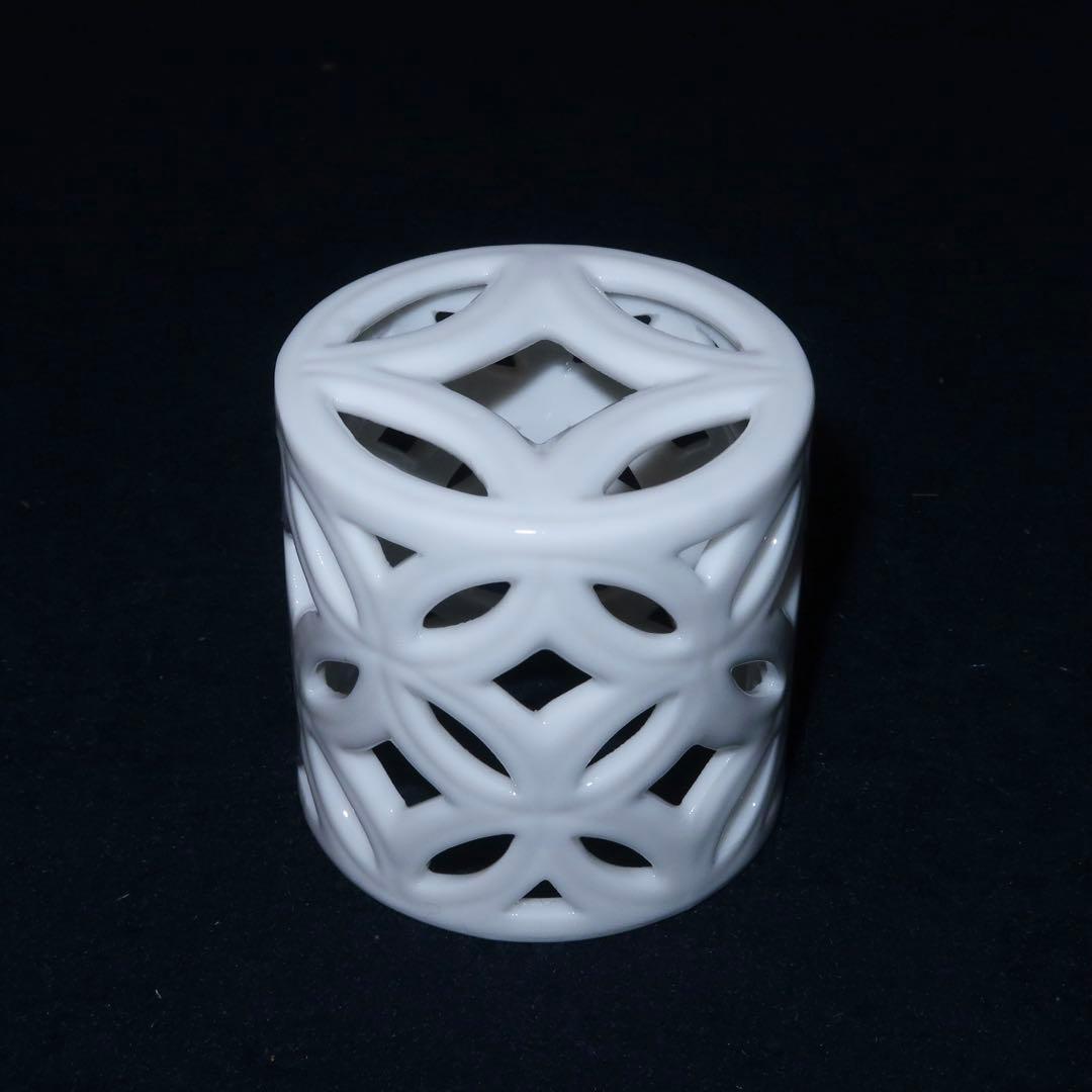 【茶道具】加藤藤城作　白磁七宝透皆具