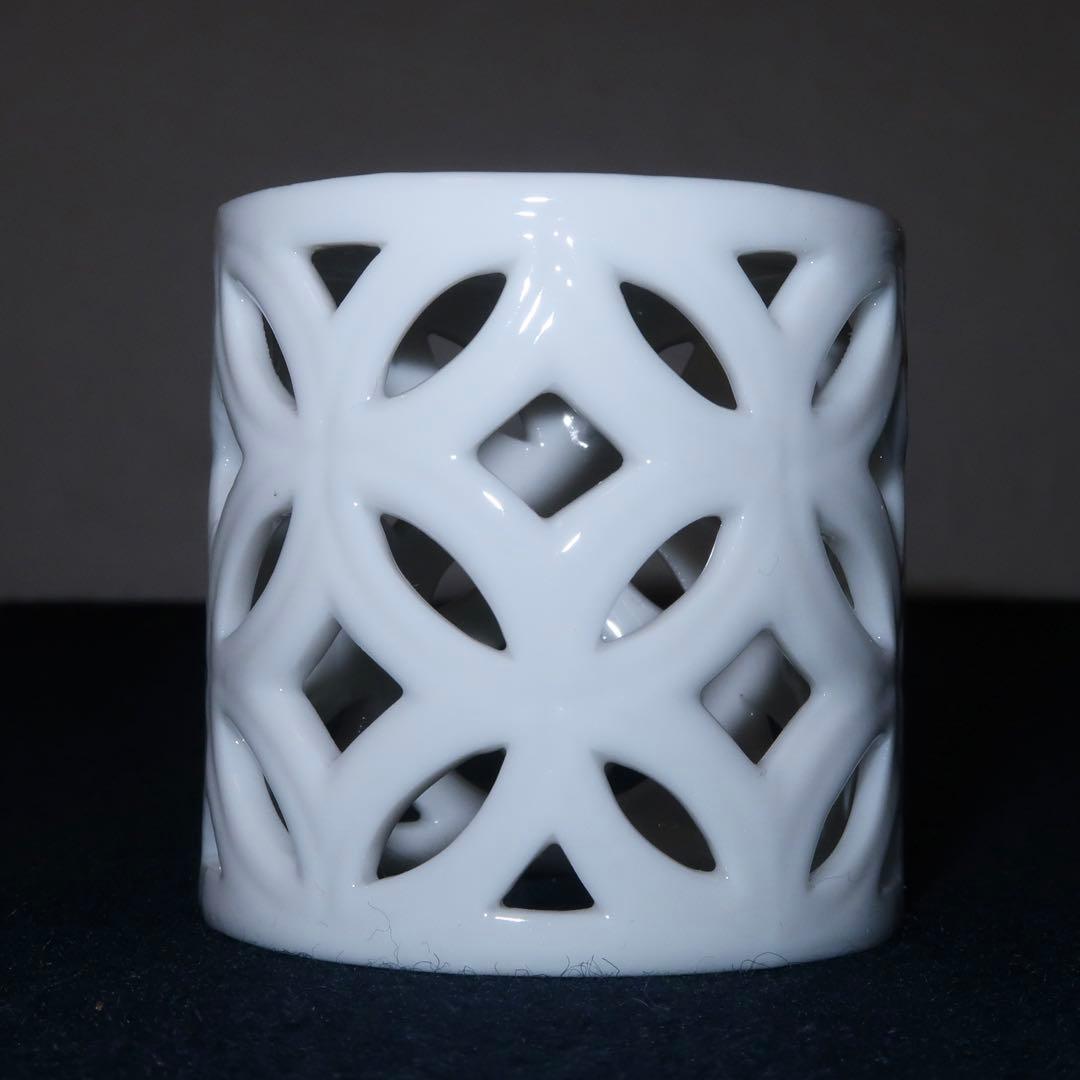 【茶道具】加藤藤城作　白磁七宝透皆具