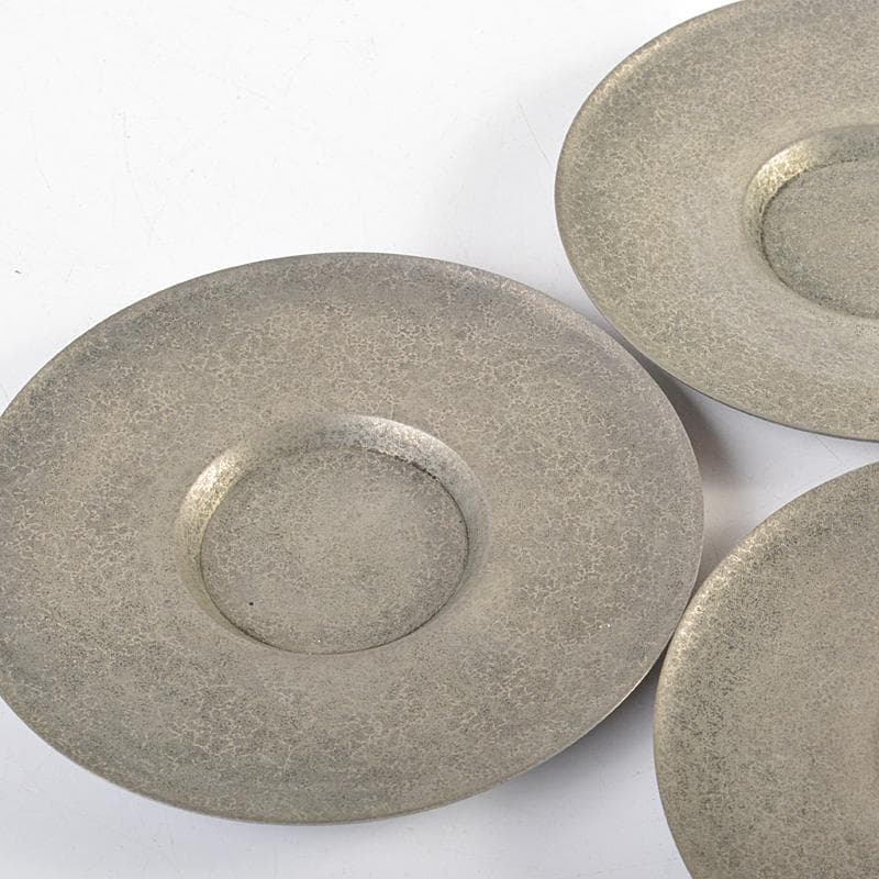 taka　竹影堂榮眞造　唐物錫円式茶托五客　依求晃写　共箱　M　R7347