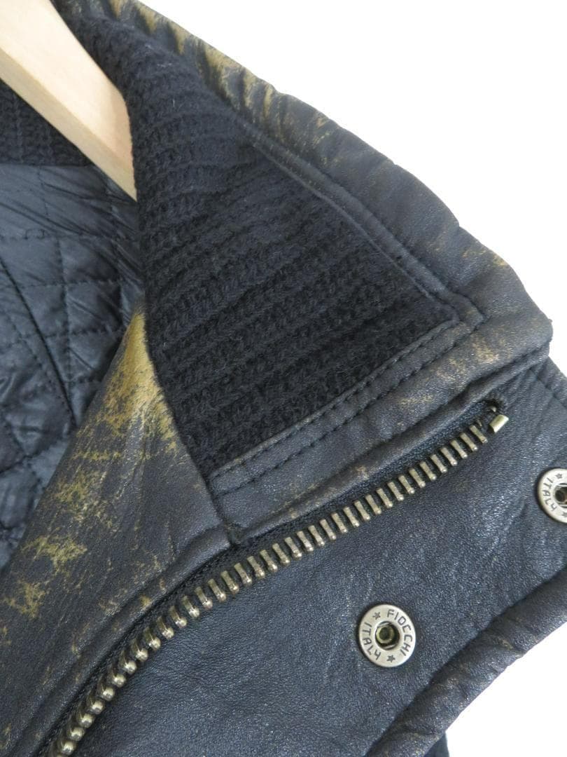 80s ヴェルサーチ イタリア製 ニット切り替え フェイクレザー ロングコート