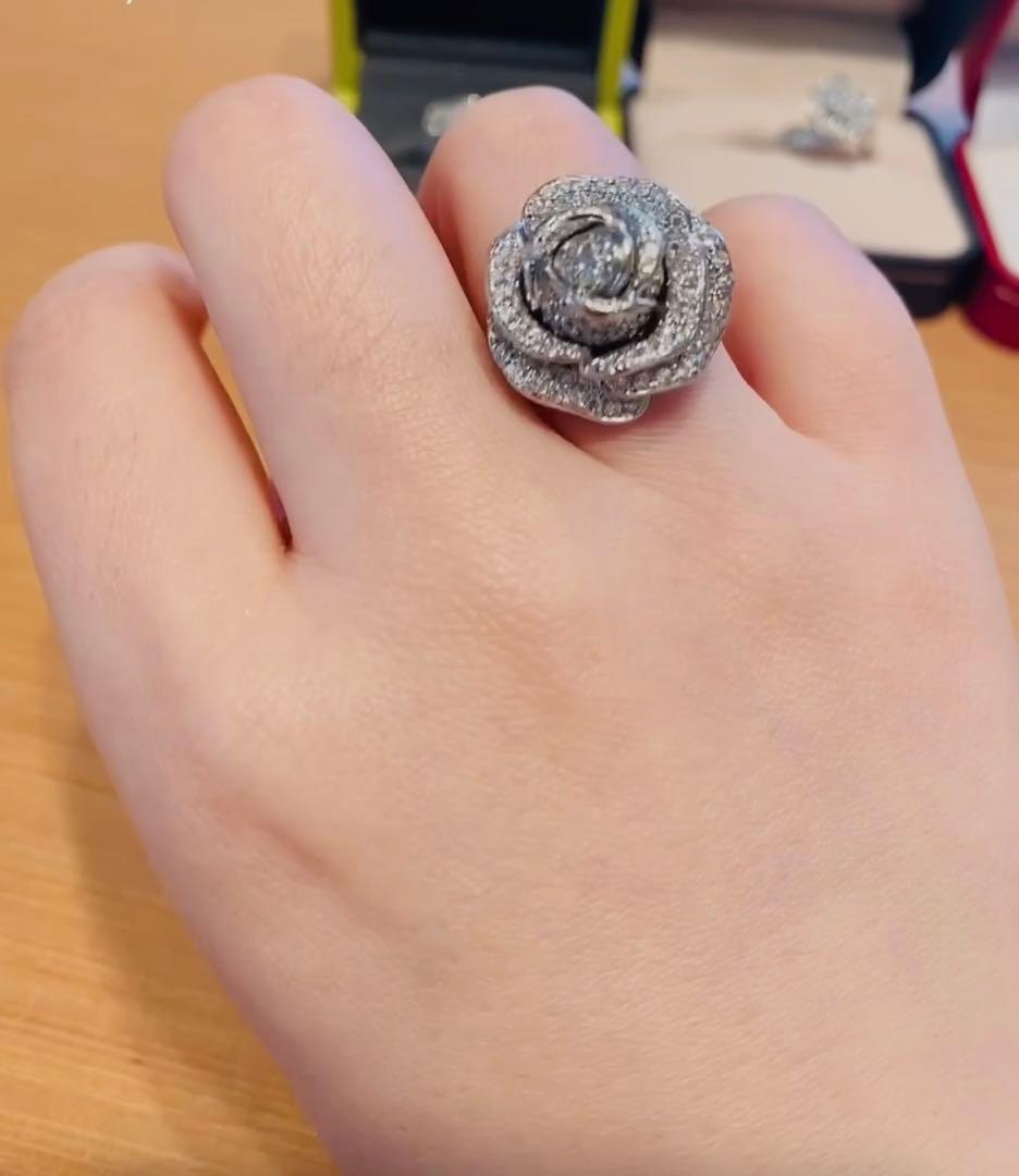 pt900豪華プラチナ 薔薇ローズダイヤモンドリング