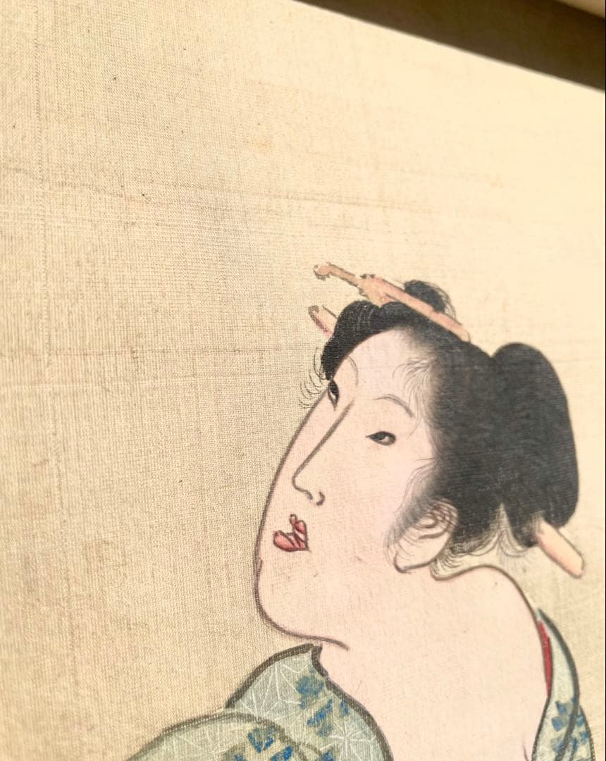 ◆値下げしました◆ 窪 俊満『砧打ち美人図』(1804〜1817年) 肉筆浮世絵