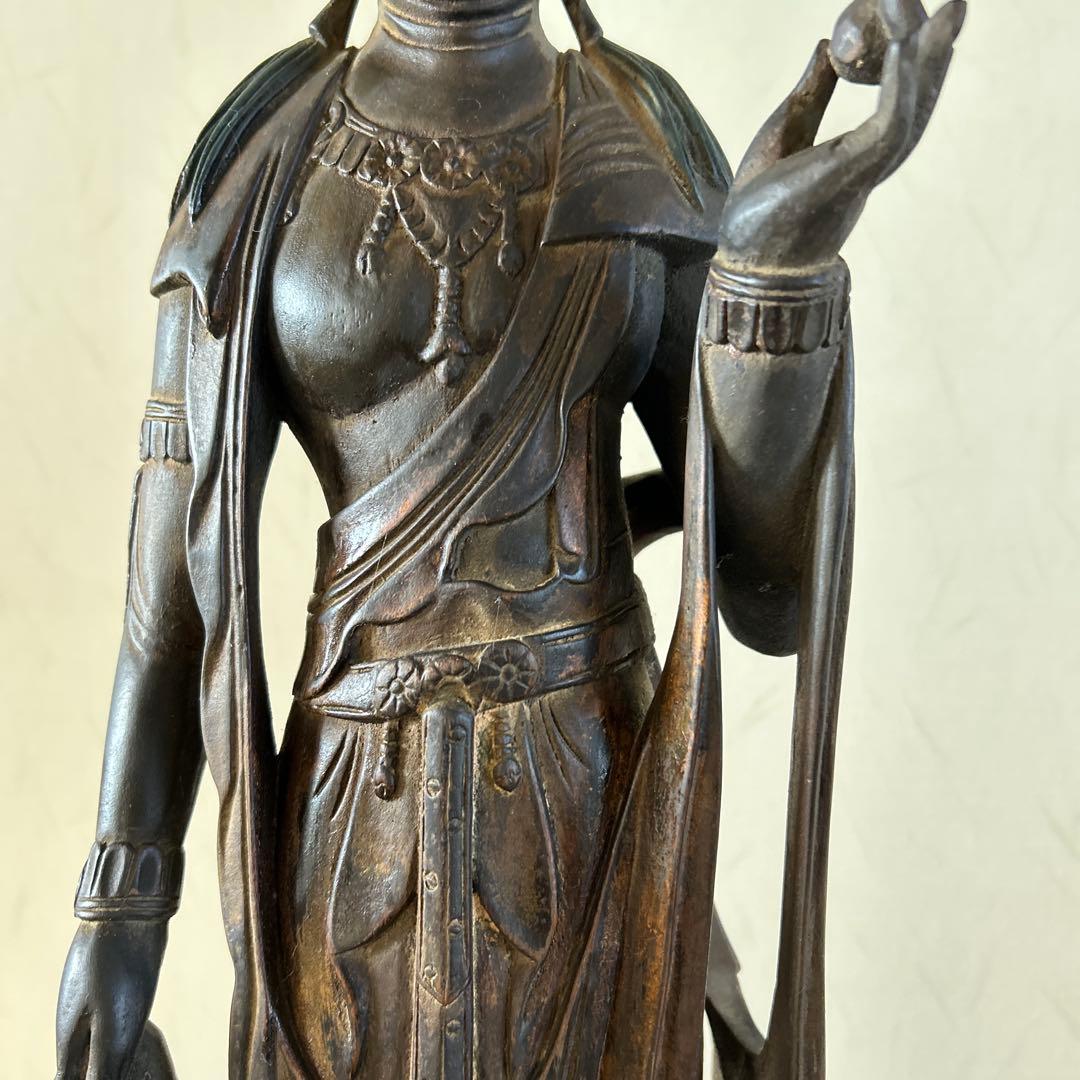 【骨董品】　大型　聖観音菩薩像　62センチ　木彫り　仏像