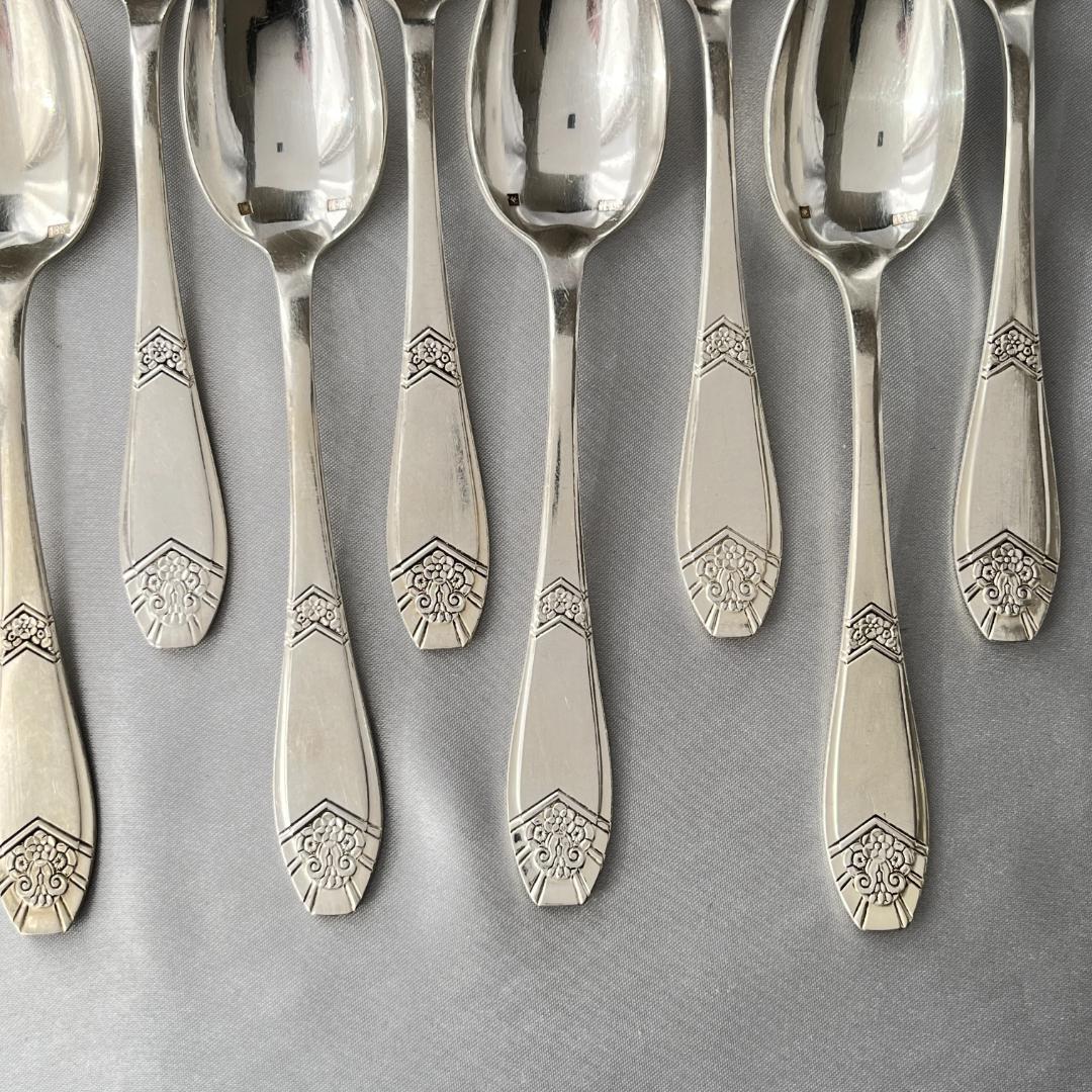 【仏蘭西】 アールデコ コーヒースプーン 12本 14.5cm ケース