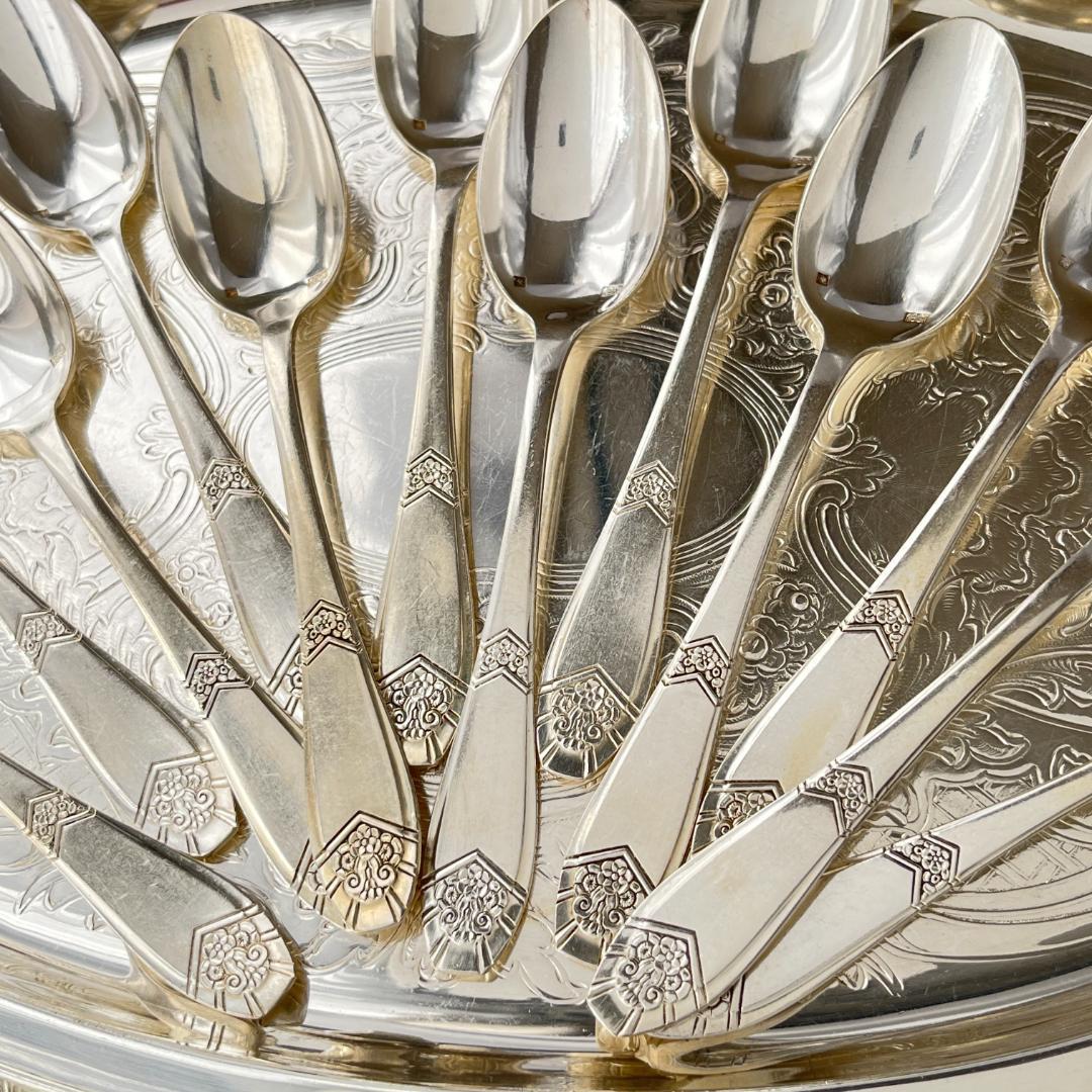 【仏蘭西】 アールデコ コーヒースプーン 12本 14.5cm ケース