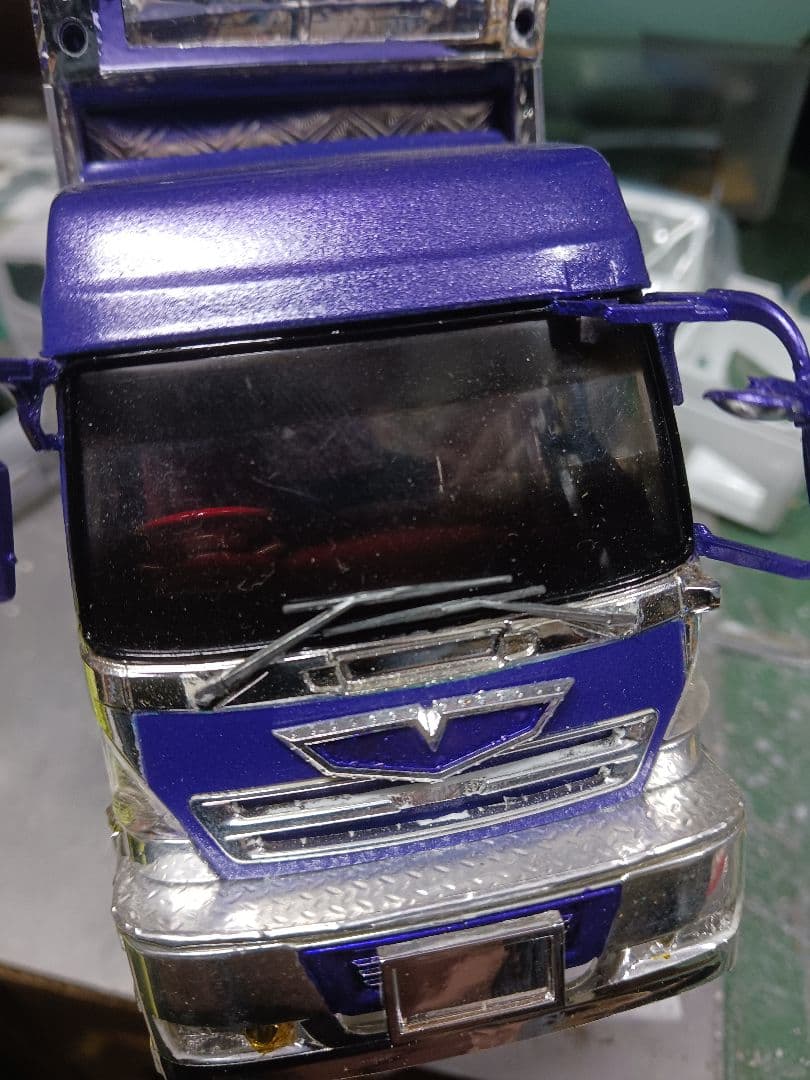 1/32アオシマデコトラプラモデル/ダンプ、2t箱車2台セット