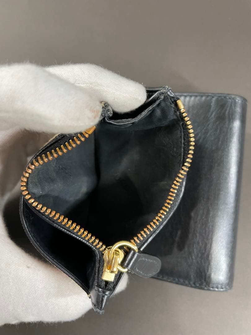 Burberry ギンガムチェック 三つ折り財布 ブラック/ベージュ