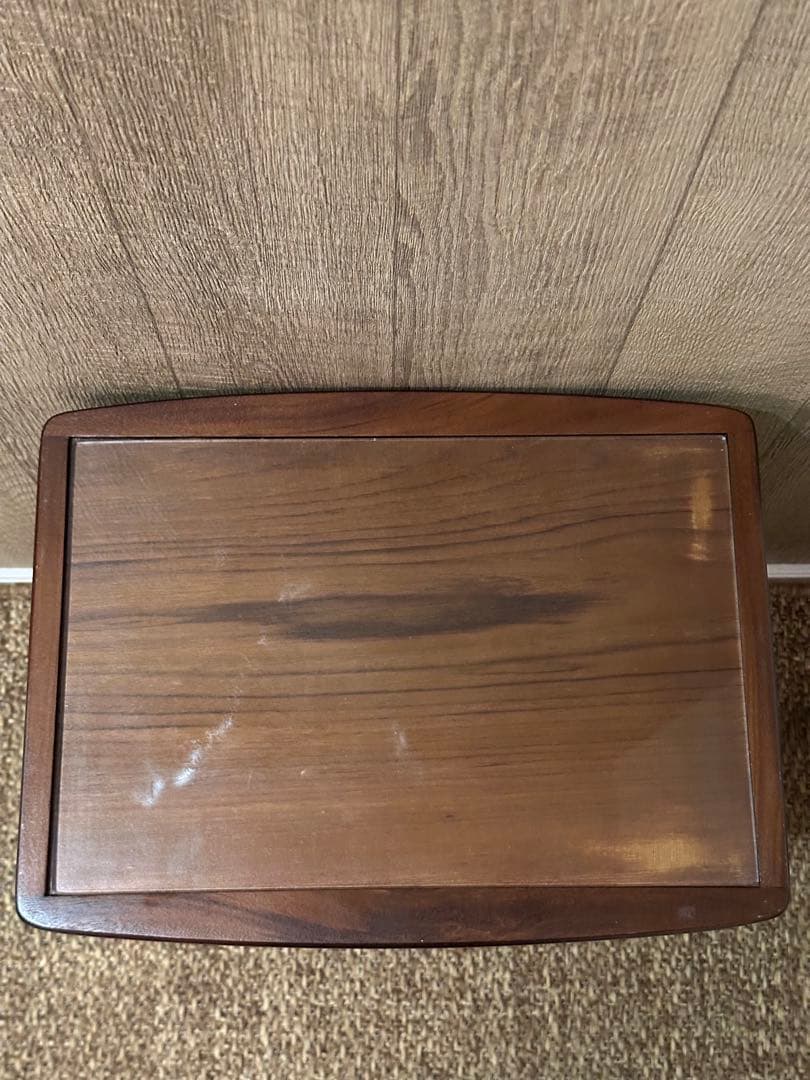 ネストテーブル　木製　ガラス天板　アンティーク