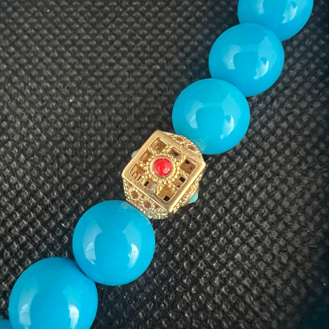 天然高品質のターコイズ(トルコ石)大粒ブルーのネックレスAB1048