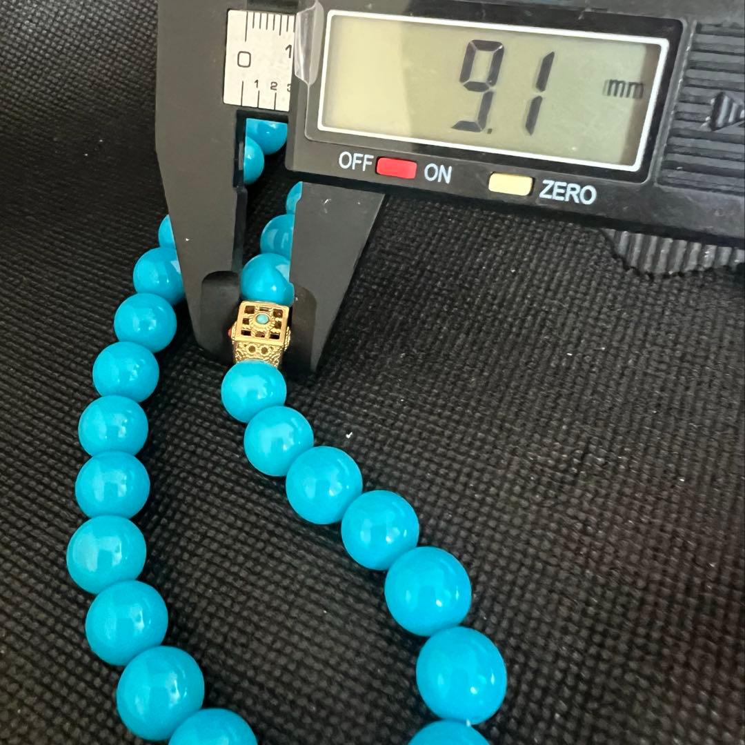 天然高品質のターコイズ(トルコ石)大粒ブルーのネックレスAB1048