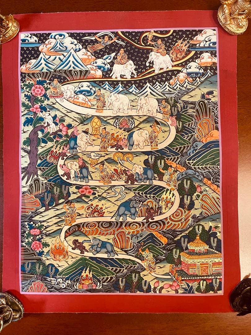 チベット密教 天国への道 曼荼羅（マンダラ）タンカ【新品・一点物】肉筆画 15