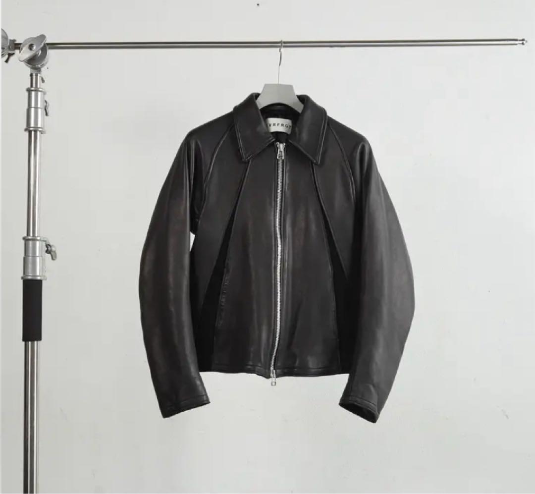 【NVRFRGT】Leather Paneled Zip Up Jacket新品