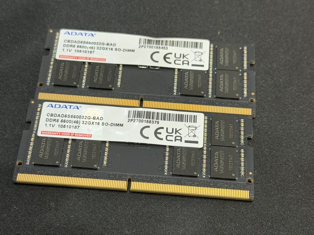 ADATA DDR5 5600 64GB（32×2枚） 1.1V SO-DIMM