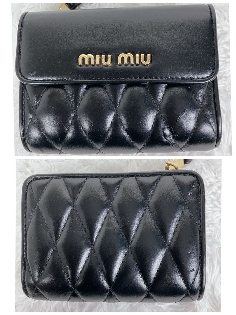 専用FRID搭載✨ミュウミュウ 折り財布 5ML002 マテラッセ 黒 ゴールド