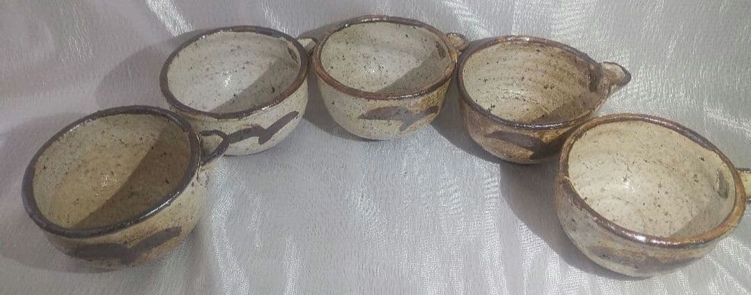 中川自然坊 【 粉引唐津 片口向付 】 五客 茶道具 懐石道具 共箱 743