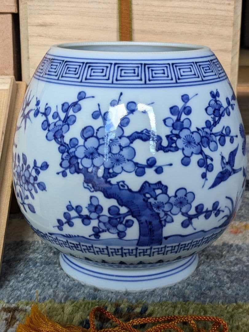 【最終お値下げ】【上作】五代三浦竹泉　染付芋頭水指　鵬雲斎書付