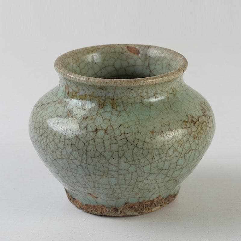 中国　南宋　官窯　金糸鉄線　飾壺　小壺　Z　8608