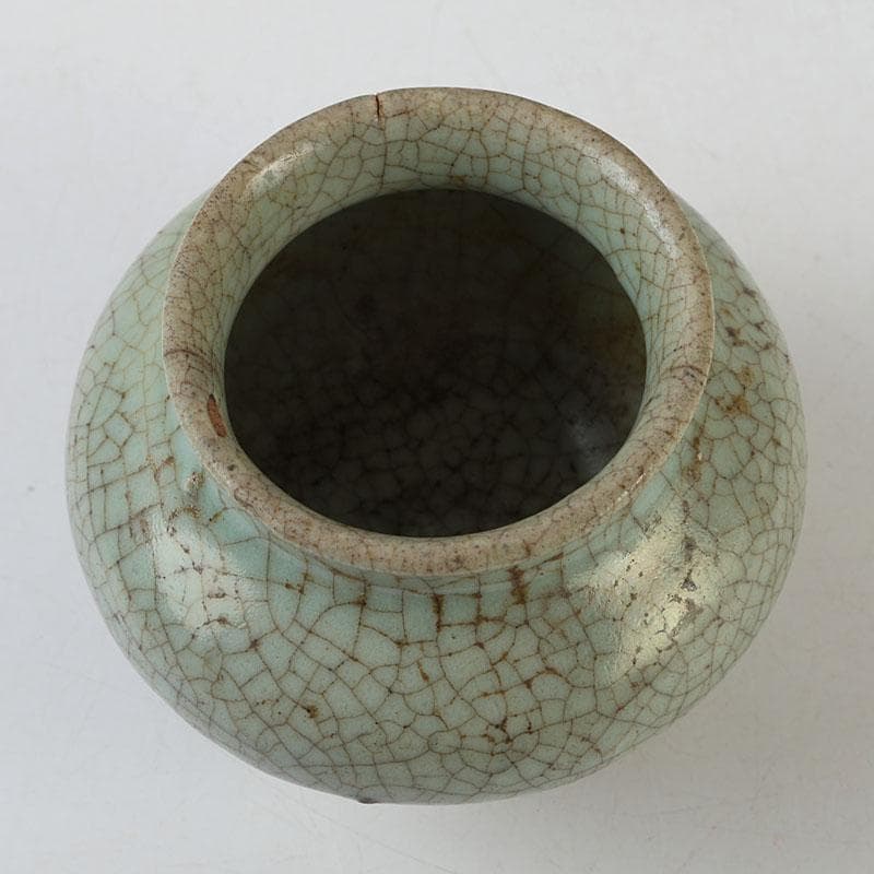 中国　南宋　官窯　金糸鉄線　飾壺　小壺　Z　8608