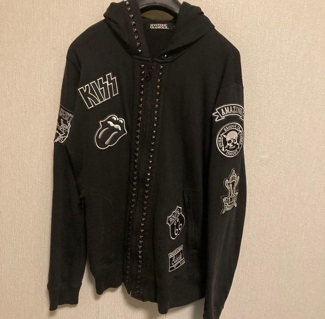 ヒステリックグラマー　スタッズ ワッペンパーカー 黒