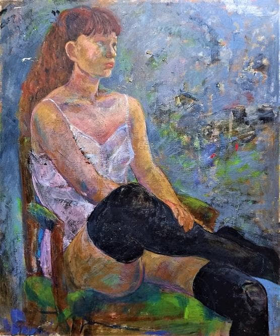 作者不詳　氏原？　「女性像」　技巧的に実力がある油彩画　　F２０号