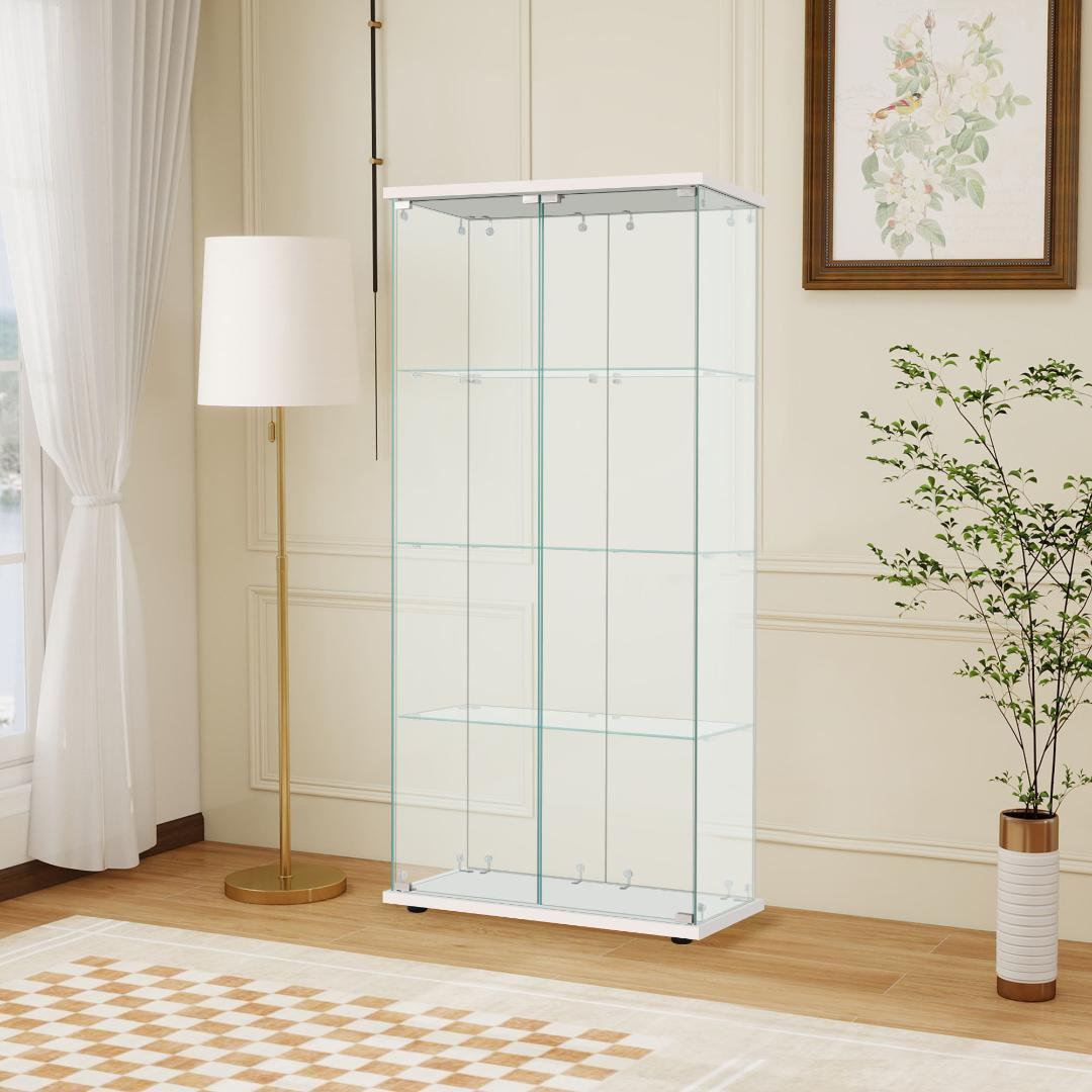 【ホワイト】コレクションケース 両扉タイプ 大型 幅80×奥行37×高164cm