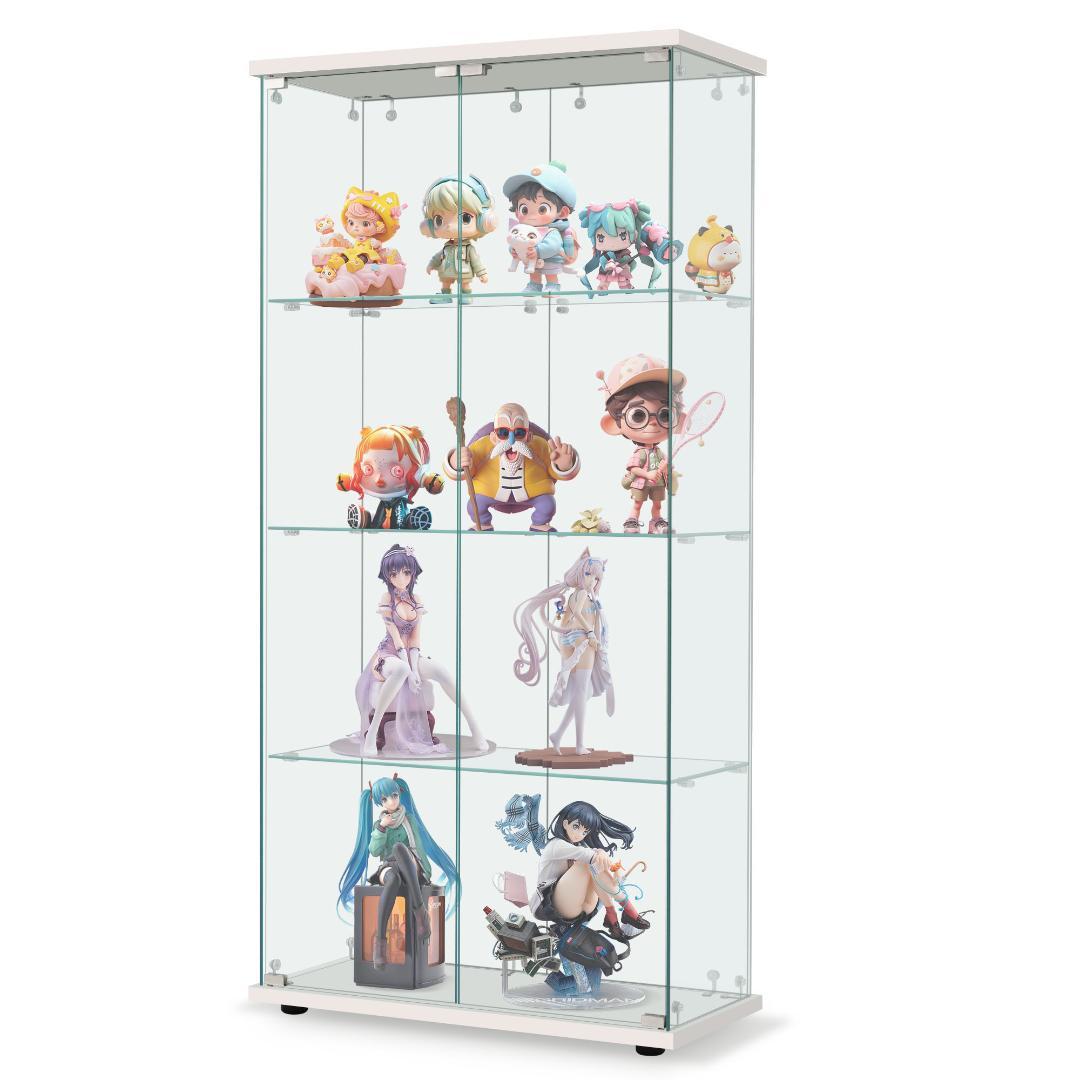 【ホワイト】コレクションケース 両扉タイプ 大型 幅80×奥行37×高164cm