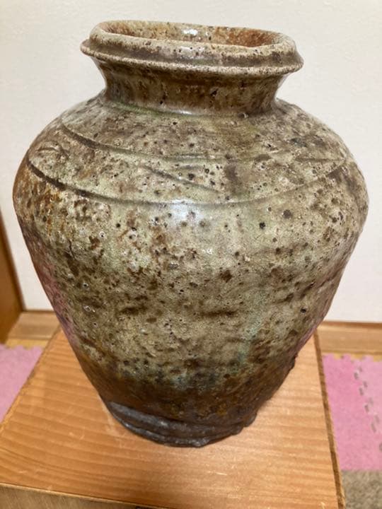 骨董　信楽焼　繪垣紋壺　花瓶　江戸時代