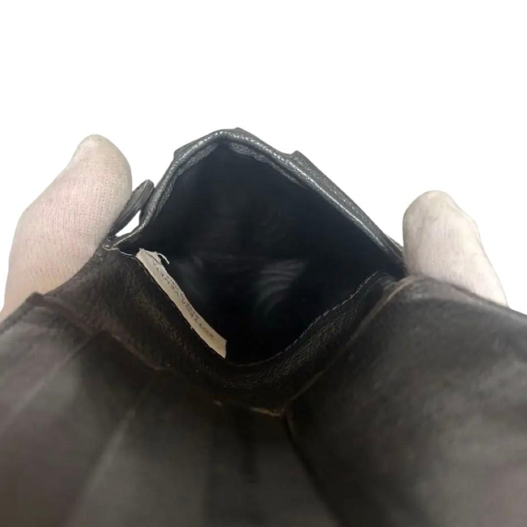 ボッテガヴェネタ　折り財布　ダークグレー　イントレチャート　ラウンドファスナー