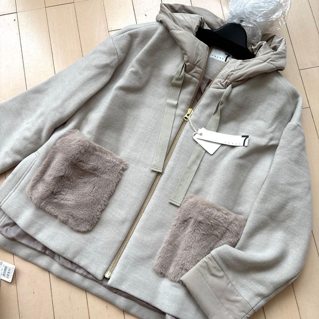 ページ限定sale♡ 新品☆ｓｏｕｅｒ７異素材ドッキングコート☆定価３３０００円