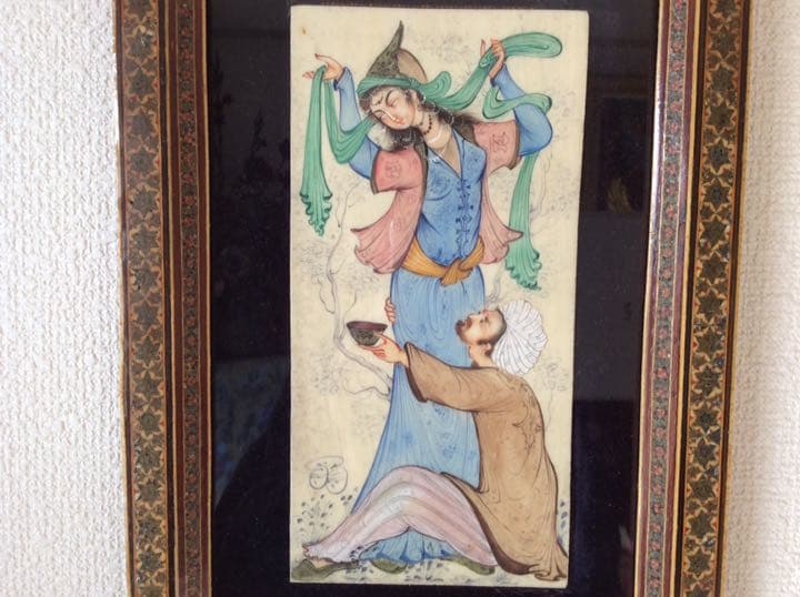 ペルシャ伝統工芸 絵画 細密画 肉筆画 イラン 美女