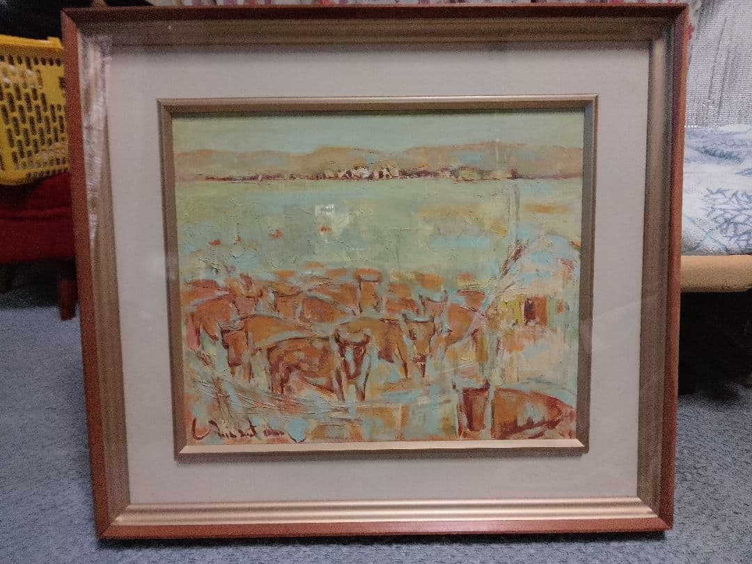 油絵. 　牛の群れ　F8