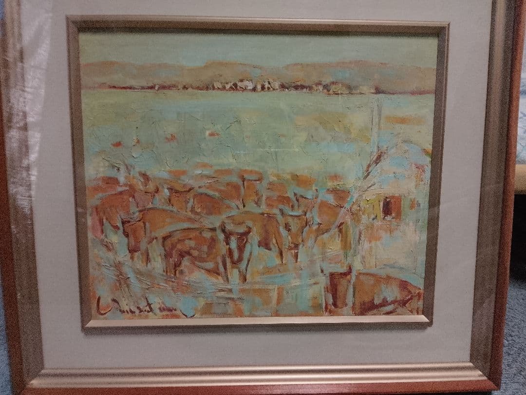 油絵. 　牛の群れ　F8