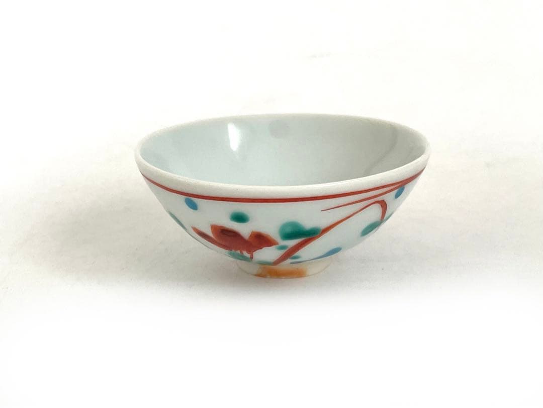 陶芸家　人間国宝　加藤卓男　酒杯　酒器　酒盃　猪口　赤絵　共箱　重要無形文化財