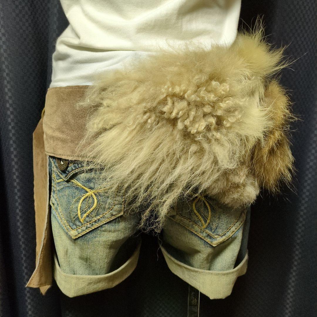 ​goa ゴア リアルファー コンチョ付 ラビットファー　ベルトセット