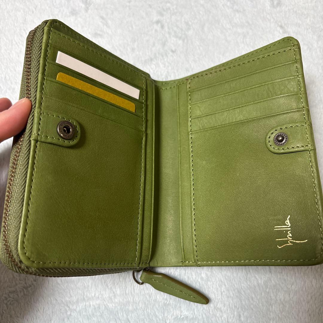 新品未使用　シビラ　sybilla クアドロス　二つ折り財布　グリーン