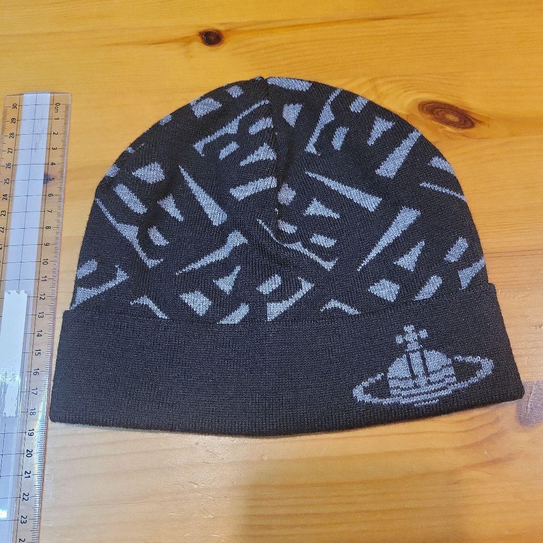 ヴィヴィアン　ニット帽　ビーニー　黒　ロゴ付き