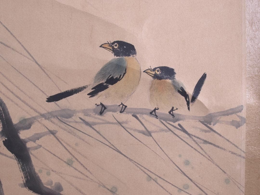 蔵整理品　中国清時代掛け軸　肉筆水彩絵　骨董品I1559A13-1