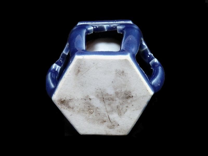 古伊万里　瑠璃透かし　六角　盃台　C564AS-CGo