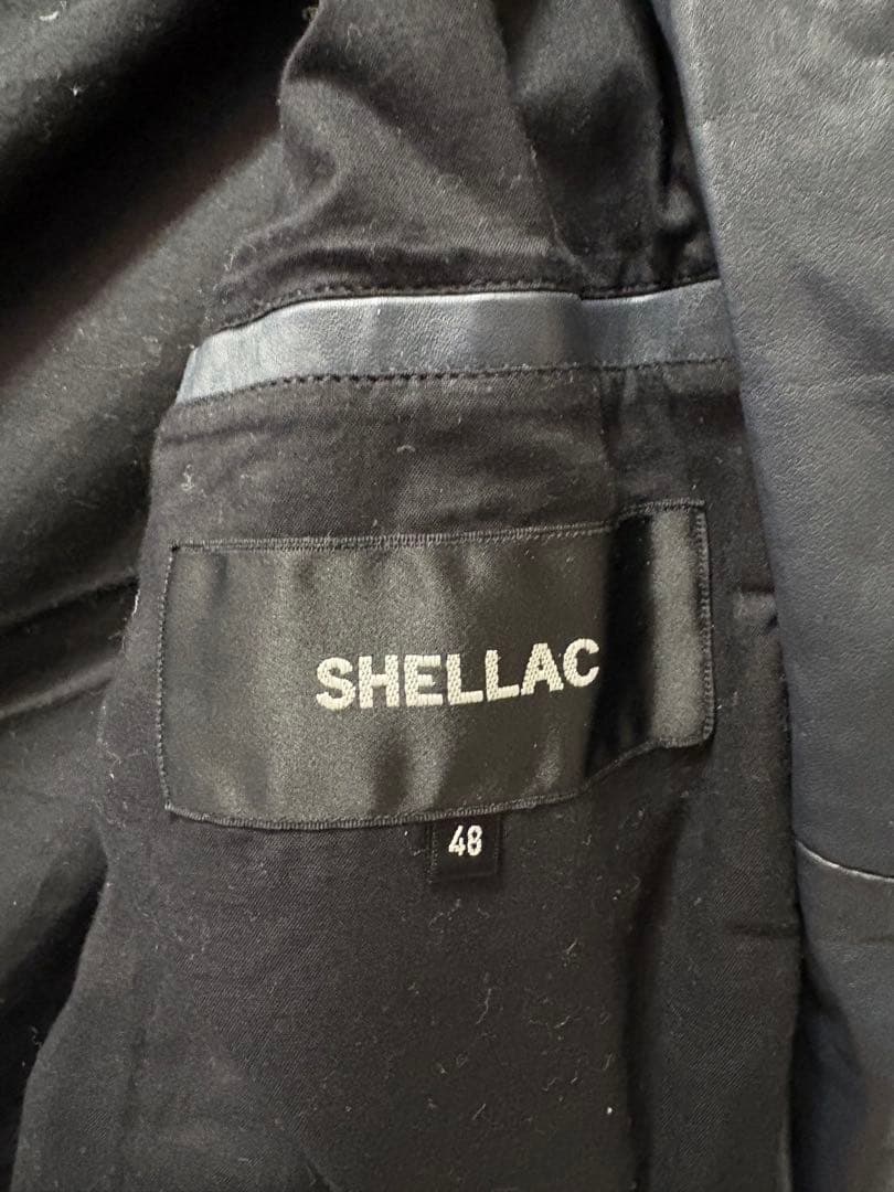 SHELLAC シングルライダース カウスキン　ネイビーレザー 48