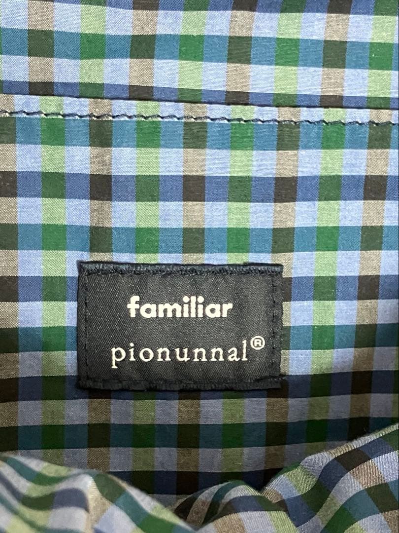 美品数回使用　familiar ピオヌンナルコラボバッグ ヌビ ブルーファミリア