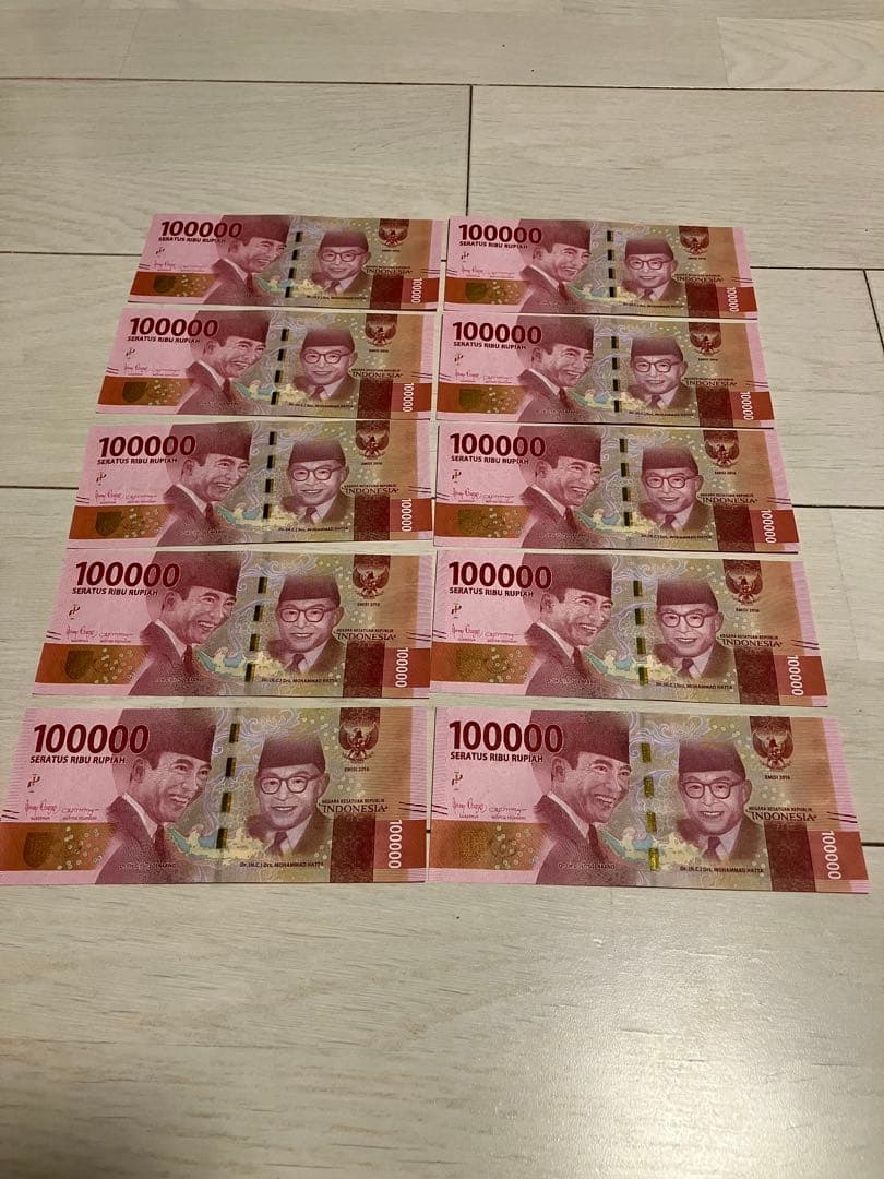 インドネシア1,000,000ルピア【100,000ルピア×10枚】