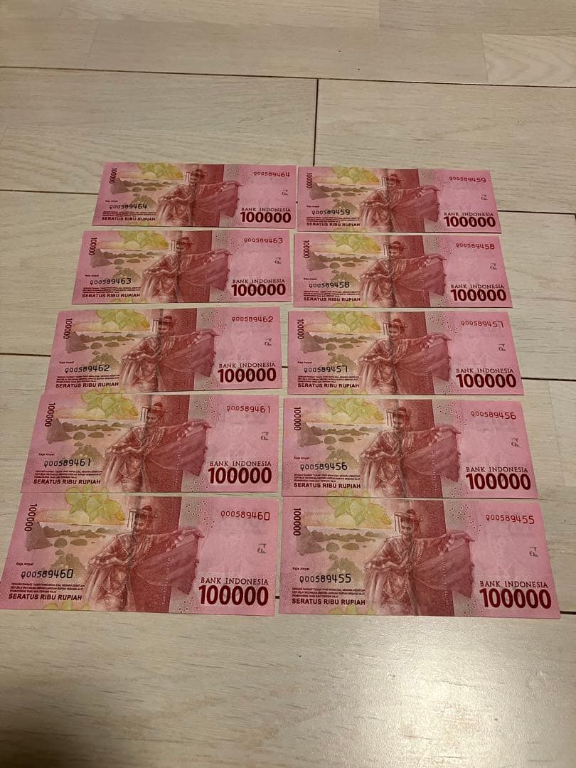 インドネシア1,000,000ルピア【100,000ルピア×10枚】