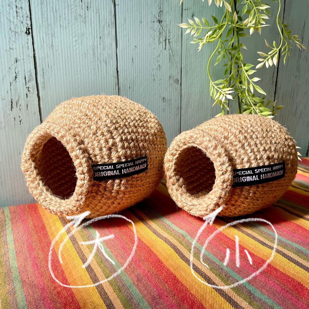 バードトイ　麻紐で編んだつぼ巣　楕円型