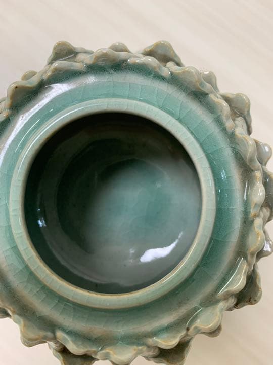 高麗青磁　海青　香炉　香合　木箱あり　透かし　蓮　うさぎ　茶道具　骨董品