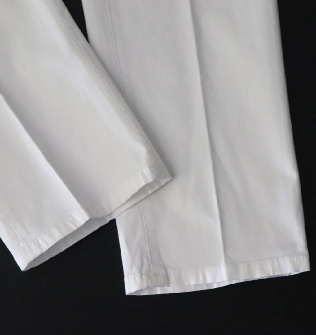 新品【ブリリア 1949】 秋冬コットンストレッチ 1プリーツパンツ 白 48